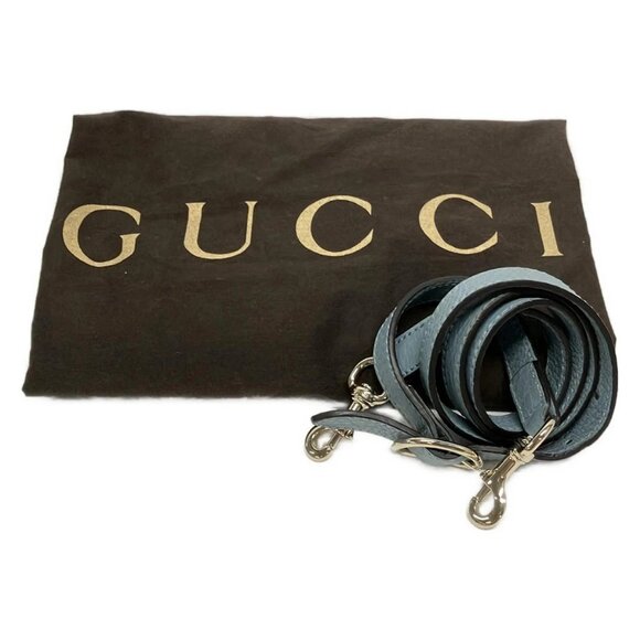 Auth GUCCI Bamboo Shopper 336032 Light Blue Brown Leather Bamboo - Tote Bag - Picture 5 of 16